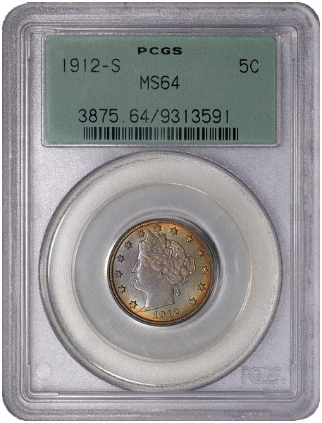 1912 S 5c Slab